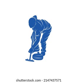 Curling player logo design vector. Icon Symbol. Template Illustration