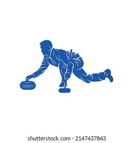 Curling player logo design vector. Icon Symbol. Template Illustration
