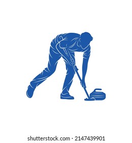 Curling player logo design vector. Icon Symbol. Template Illustration
