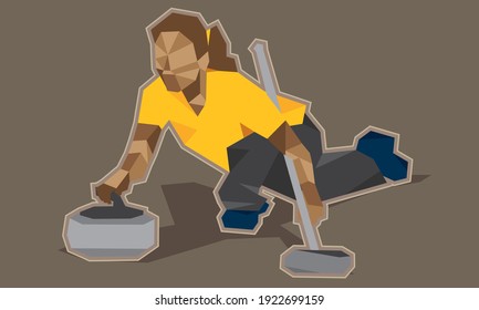 curling player sports vector design