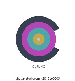 Curling sport logo icon sign Letter c emblem Round circle symbol Modern concept for league club team world national championship geometric creative design style Fashion print clothes apparel poster ad