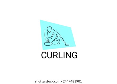 Icono de línea de Vector deportivo de curling. deportista con rizadores, signo de equipo. ilustración de pictograma deportivo