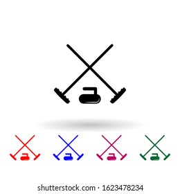 Curling sports line multi color icon. Simple glyph, flat vector of winter icons for ui and ux, website or mobile application on white background