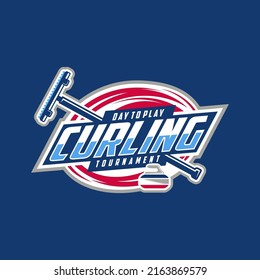 curling sports Logo Template Design