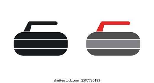 Curling stone colored icon set. Stock Vector