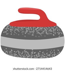 Curling piedra en estilo plano aislado sobre fondo blanco. Ilustración de equipo de deportes de invierno ideal, marca deportiva, carteles, infografías y visuales de competición.