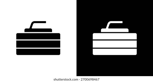 Curling Stein Icon Design Konzept. Vektorflachsymbole