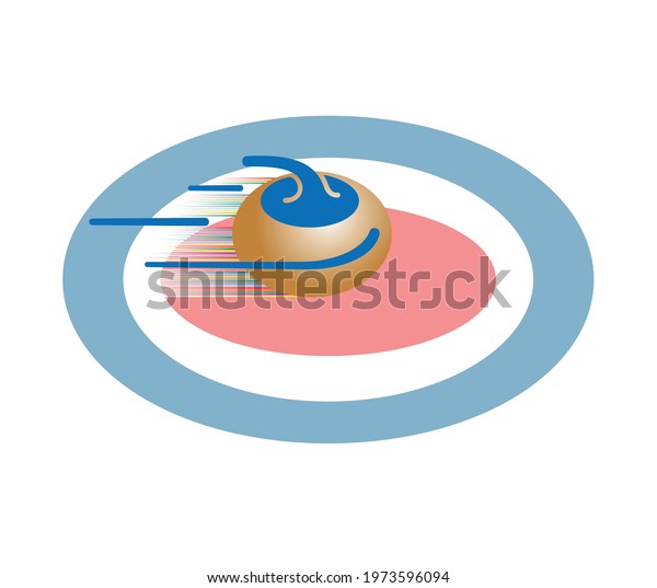 curling stone sliding vector\
art 