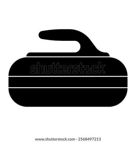 Curling stone vector icon. Winter sports equipment symbol for curling, ice sports, and team sports. Black silhouette isolated on white background.