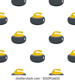 Curling stone with yellow handle pattern seamless flat style for web vector illustration