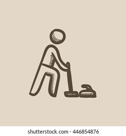 Curling vector sketch icon isolated on background. Hand drawn Curling icon. Curling sketch icon for infographic, website or app.