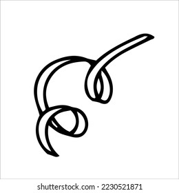 Curls abstract confetti ribbon. Hand drawn simple doodle. Illustration for decor.