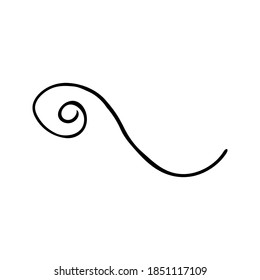 Curls abstrakte Schrift mit handgezeichnet Linie. Einfache Doodle-Elemente für die Dekoration im Design. Einzige Skizze auf weißem Hintergrund. Vektorgrafik
