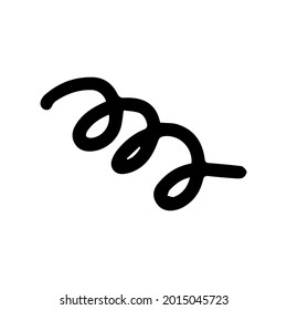 Curls abstrakte Schrift mit handgezeichnet Linie. Einfache Doodle-Elemente für die Dekoration im Design. Einzige Skizze auf weißem Hintergrund. Vektorgrafik für Kunst