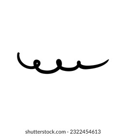 Curls abstract scribble with hand drawn line. Doodle decorative curls, swirls, flourishes and text calligraphy dividers collection. Simple vintage elements isolated on white background for design.