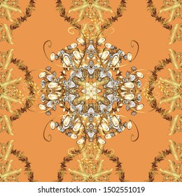 Curls background. 1920-30s motifs. Luxury vintage illustration. Art Deco Pattern on brown and orange colors. Seamless. Vector line design. Minimalistic geometric design.
