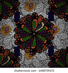 Curls background. Seamless. Art Deco Pattern on gray, white and black colors. 1920-30s motifs. Minimalistic geometric design. Luxury vintage illustration. Vector line design.