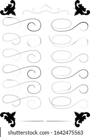 Curls, decorative elements, decorative footers
