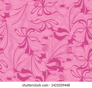 Curls design elements on pink background