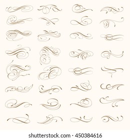 A lot of curls. Different kind of shapes. Something combined, something grouped. Still can be transformable. All vector