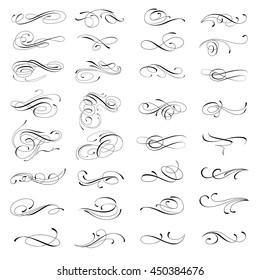 A lot of curls. Different kind of shapes. Something combined, something grouped. Still can be transformable. All vector