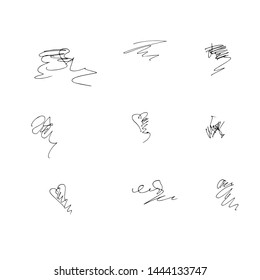 Curls feather. Collection. Vector illustration.