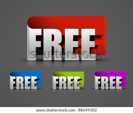 Curls free trial labels design element. Vector.