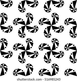 Curls of geometric shapes on a white background. Grey mill.