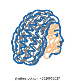 curls hairstyle doodle icon sketch vector. curls hairstyle sign. isolated symbol illustration