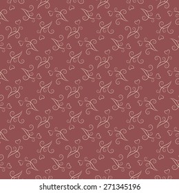 Curls and hearts pattern 2 / Seamless background of floral elements. 
