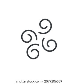 Curls icon. A simple linear representation of four curls, swirls, sawdust, spirals. Isolated vector on pure white background.