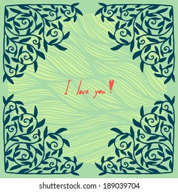 curls with leaves on green background