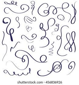 Curls manual drawing. Zigzag. Decoration for greeting cards and more. For your design
