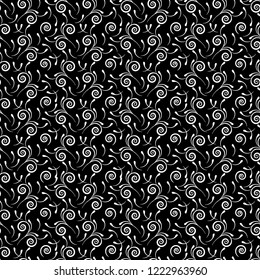 curls monochrome seamless pattern - vector illustration. Spiral texture.