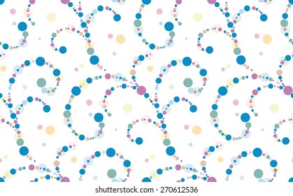 Curls of multicolored dots in contrast colors on white background