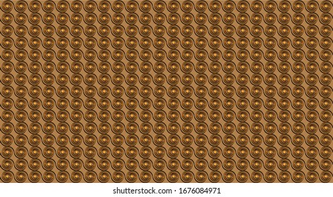Curls of ocher color with a yellow core, located on a terracotta background.