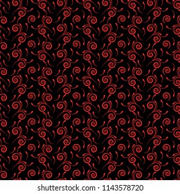 Curls red seamless pattern - vector illustration. Spiral print.