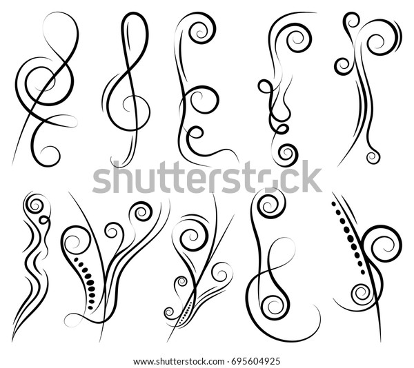 Curls and scrolls set.\
Decorative design elements for frames. Elegant swirl vector\
illustration. 