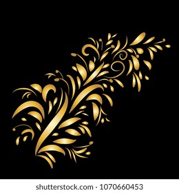 Curls and scrolls set. Decorative elements for frames. Elegant gold  swirl vector illustration. isolated on 
black background