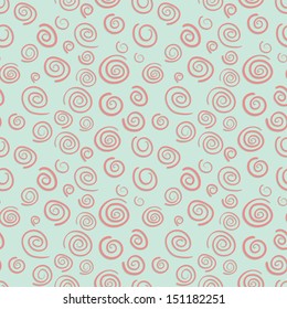 Curls seamless vector pattern in old-fashioned style