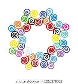 curls, spiral, scroll, black white background, place in the center for the text, can be used in the invitation, in the drawing of the mandala, tattoo
