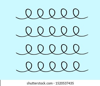 Curls texture. Black scribble on blue background. Modern illustration, vector