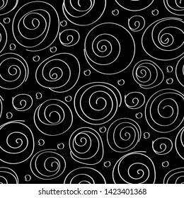 Curls, twisted lines. Seamless pattern. Vector illustration.