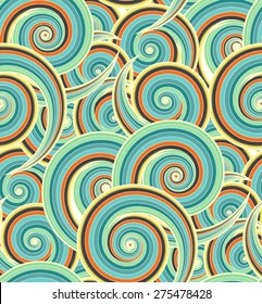 curls wave pattern in retro color tone