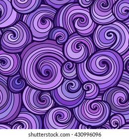 Curly Abstract Seamless Background. Bright Colorful Vector Pattern