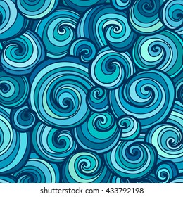 Curly abstract seamless background. Bright colorful vector pattern