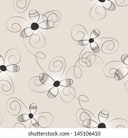 curly abstract seamless flowers