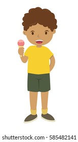 Curly african american boy get an ice cream