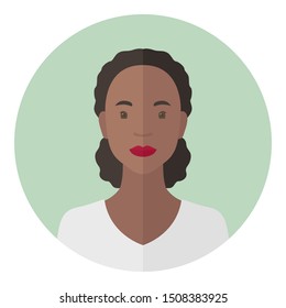 Curly African American woman. Profile picture. Vector icon.
