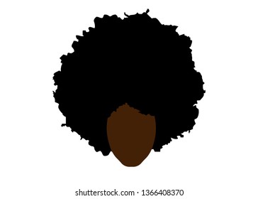 curly afro hair, portrait African Woman , dark skin female face with ethnic traditional curly hair afro, cartoon style, hair style concept, vector isolated or white background 